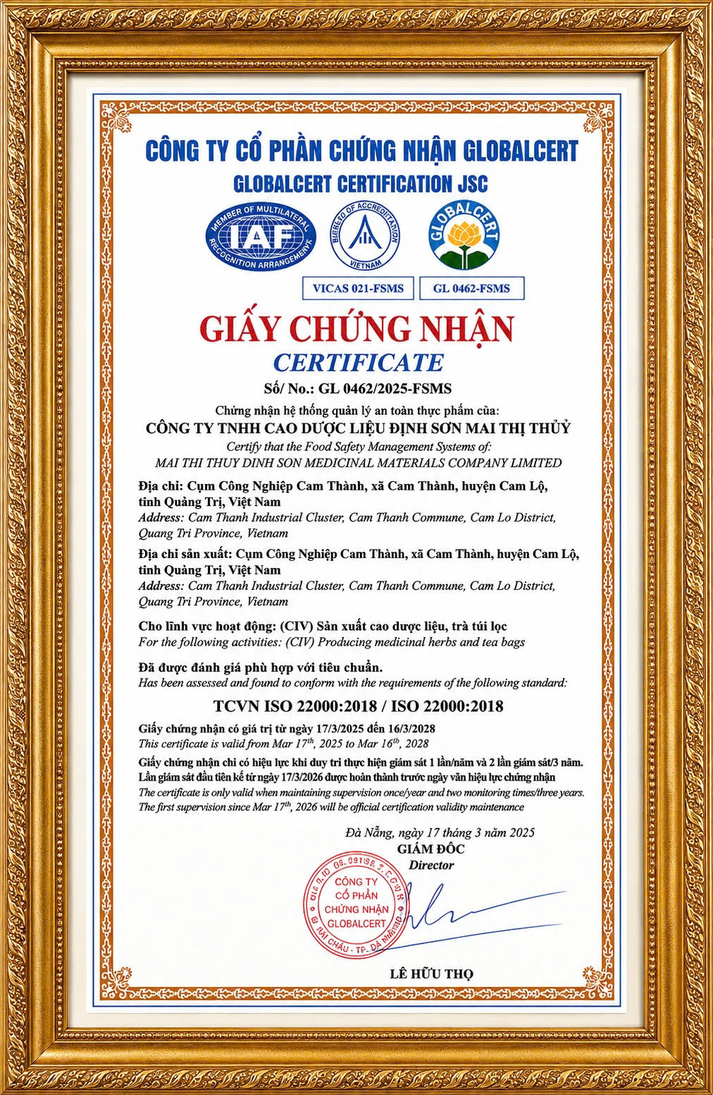 Chứng nhận ISO 22000:2018
